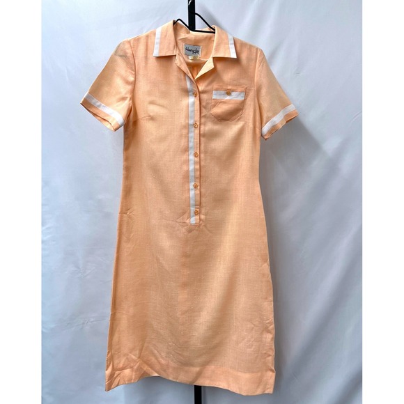 Henry Lee Dresses & Skirts - Henry Lee Vintage 60s 70s Peach Linen Look Shift Dress Mod Preppy Peach Pink M